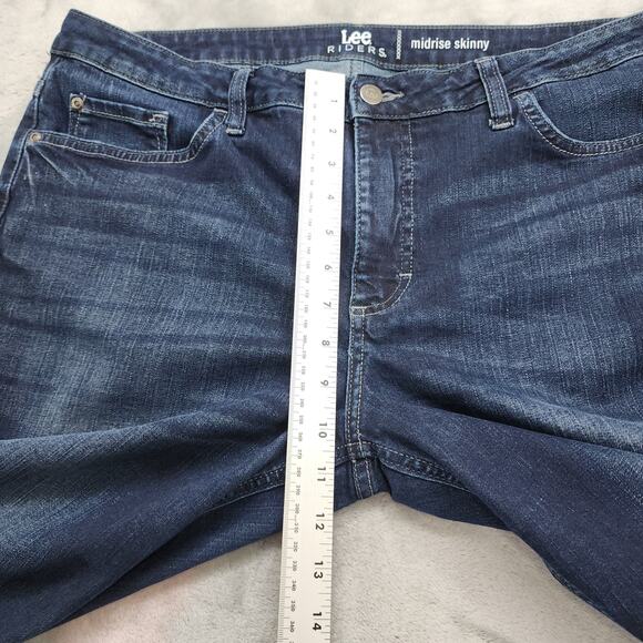 Lee Riders Jeans Womens‎ Size 18L Blue Dark Wash Mid Rise Skinny Jeans Stretch - Picture 9 of 12
